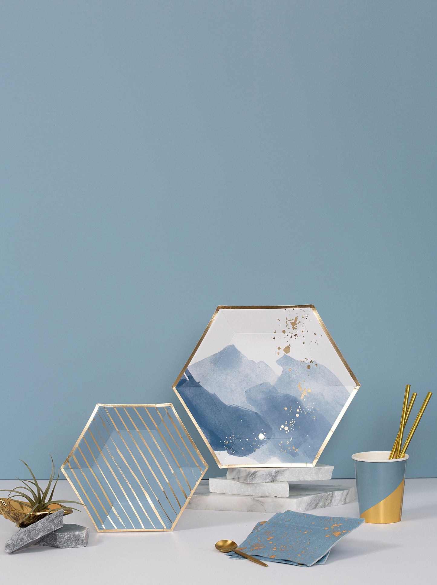 Malibu - Blue Watercolor Large Paper Plates