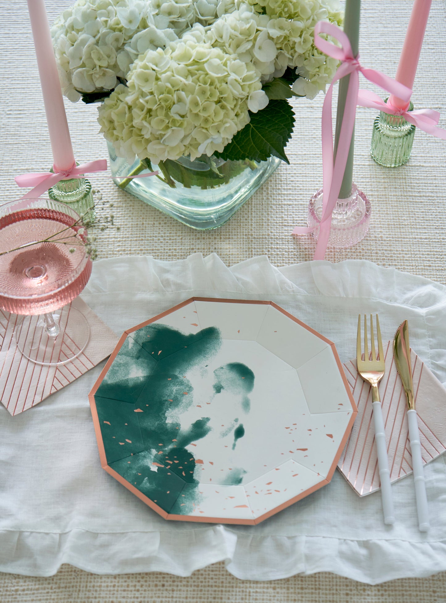 Manhattan - Dark Green Watercolor Premium Large Paper Plates