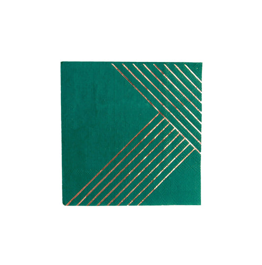 Manhattan - Dark Green Striped Cocktail Paper Napkins