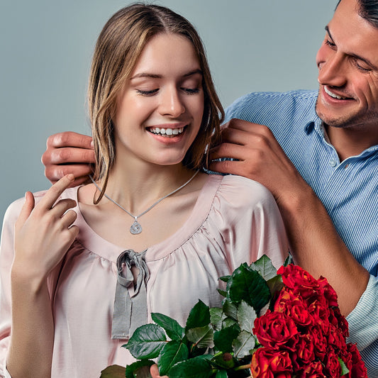 Tryndi to My Girlfriend Floating Heart Necklace with Authentic Swarovski Crystals