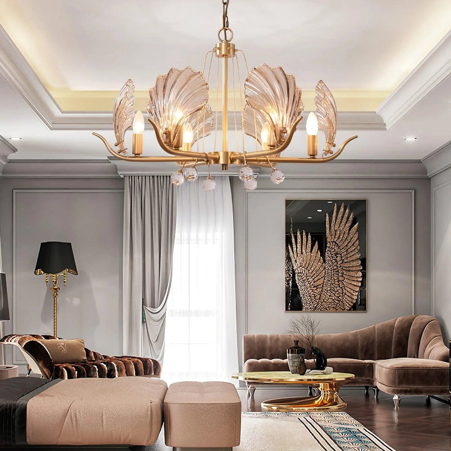 Modern Shell Glass Chandelier