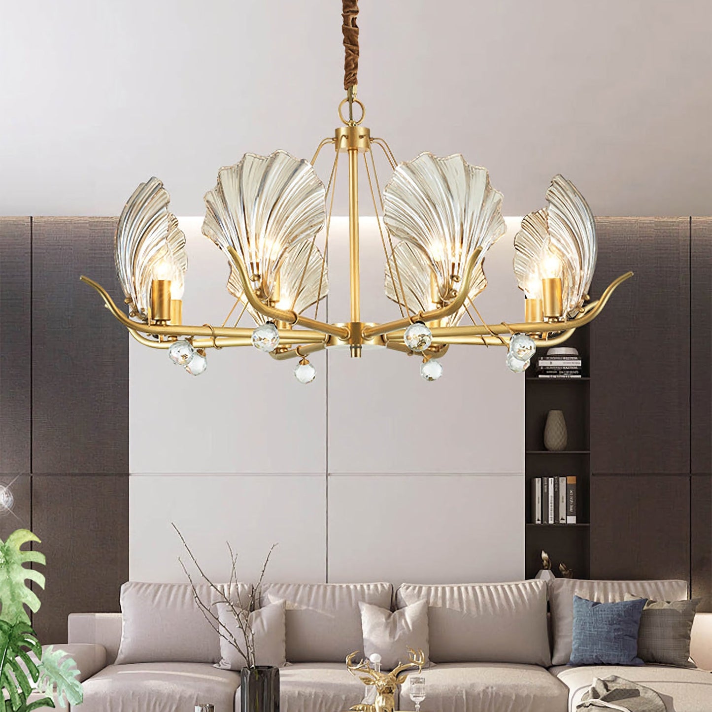Modern Shell Glass Chandelier