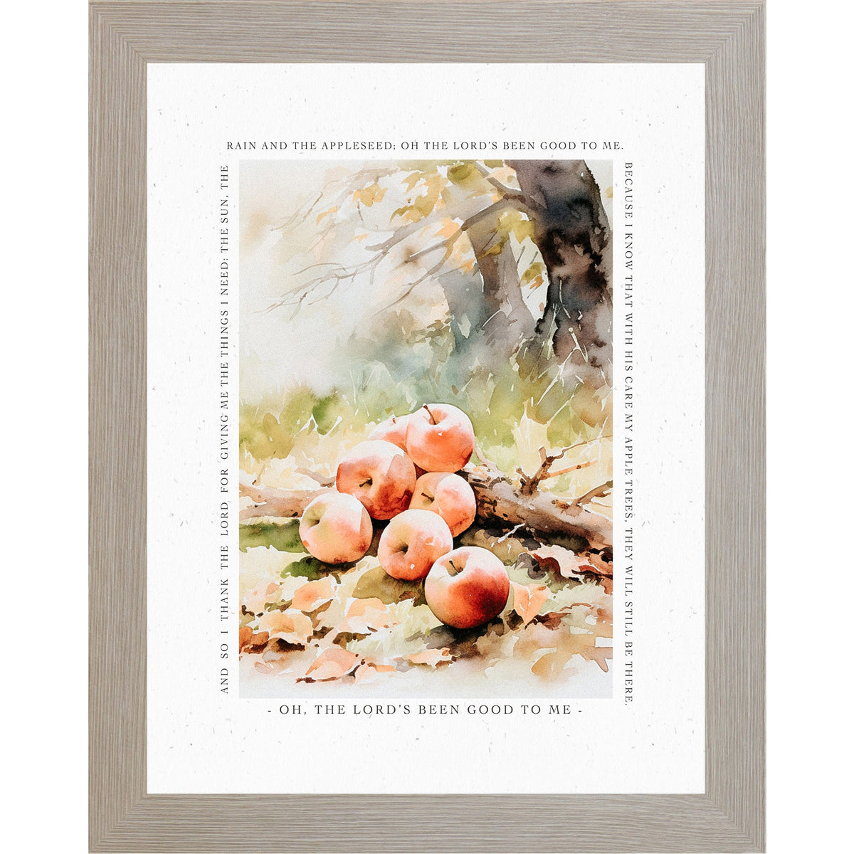 Oh The Lord's Been Good To Me Wall Art – Johnny Appleseed Prayer Autumn Apple Decor (SN396)