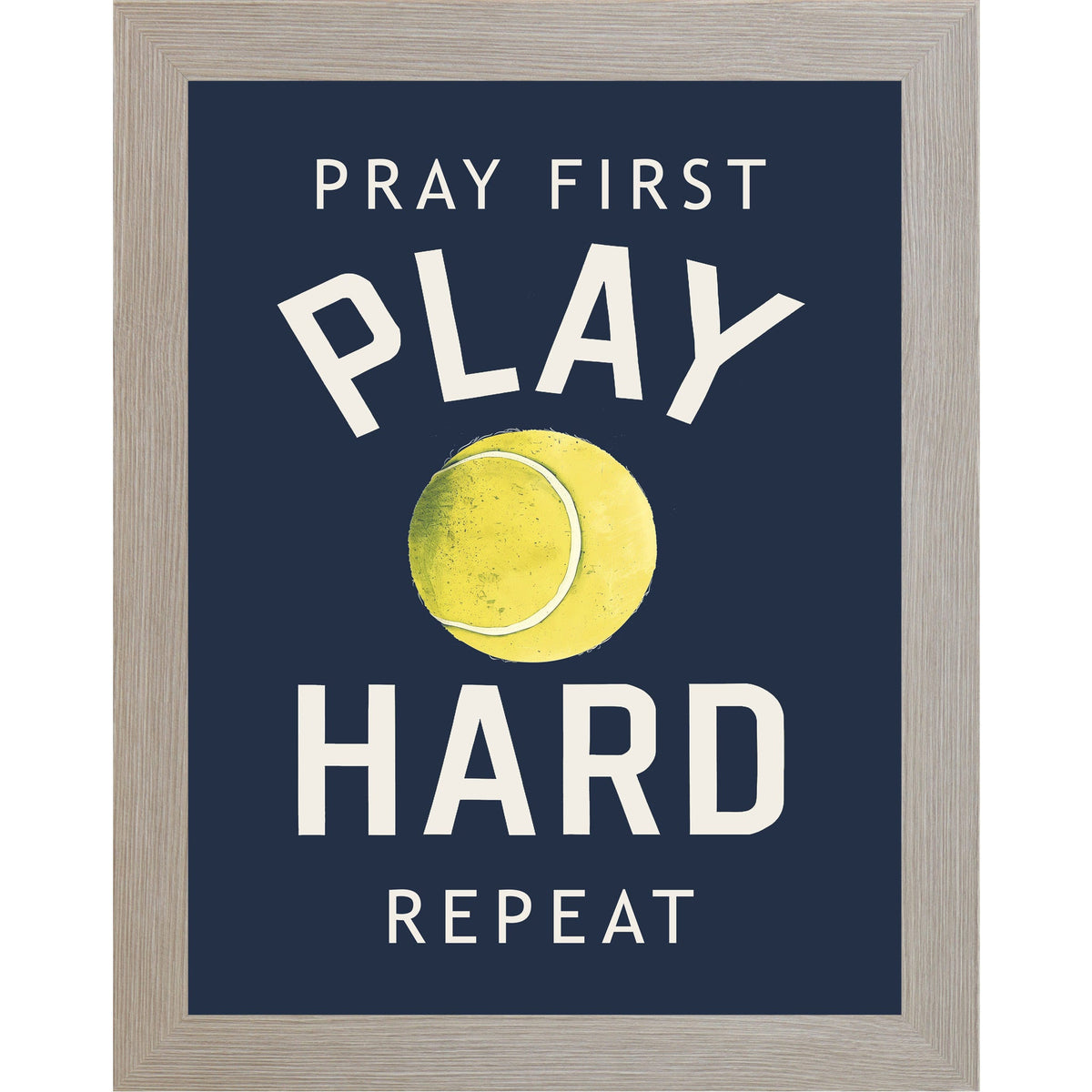 Pray First Play Hard Repeat Tennis Wall Art – Christian Sports Bedroom Decor (SB263)