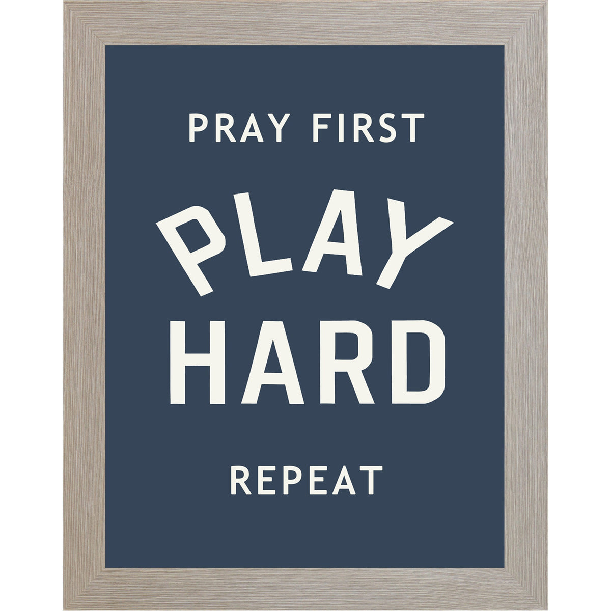 Pray First Play Hard Repeat Wall Art – Christian Sports Bedroom Decor (SB257)