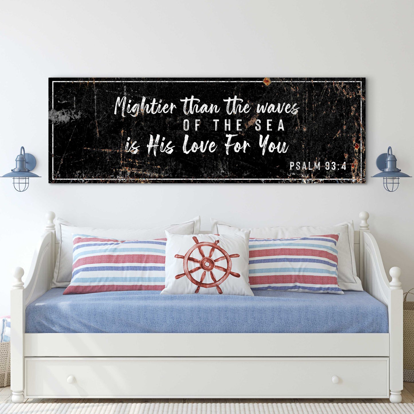 Psalm 93:4 - Mightier Than The Waves Is His Love Rustic Sign