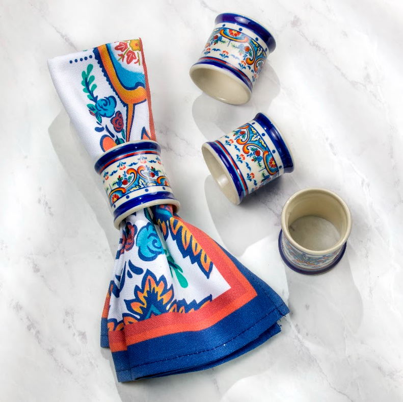 Zanzibar 4 Piece Stoneware Napkin Rings Set
