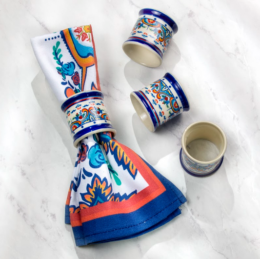 Zanzibar 4 Piece Stoneware Napkin Rings Set