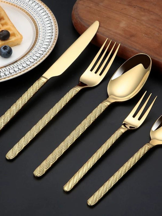 Home 304 Stainless Steel Steak Western Tableware Knife Fork Spoon 4 Pieces Combination Set Rice Spoon