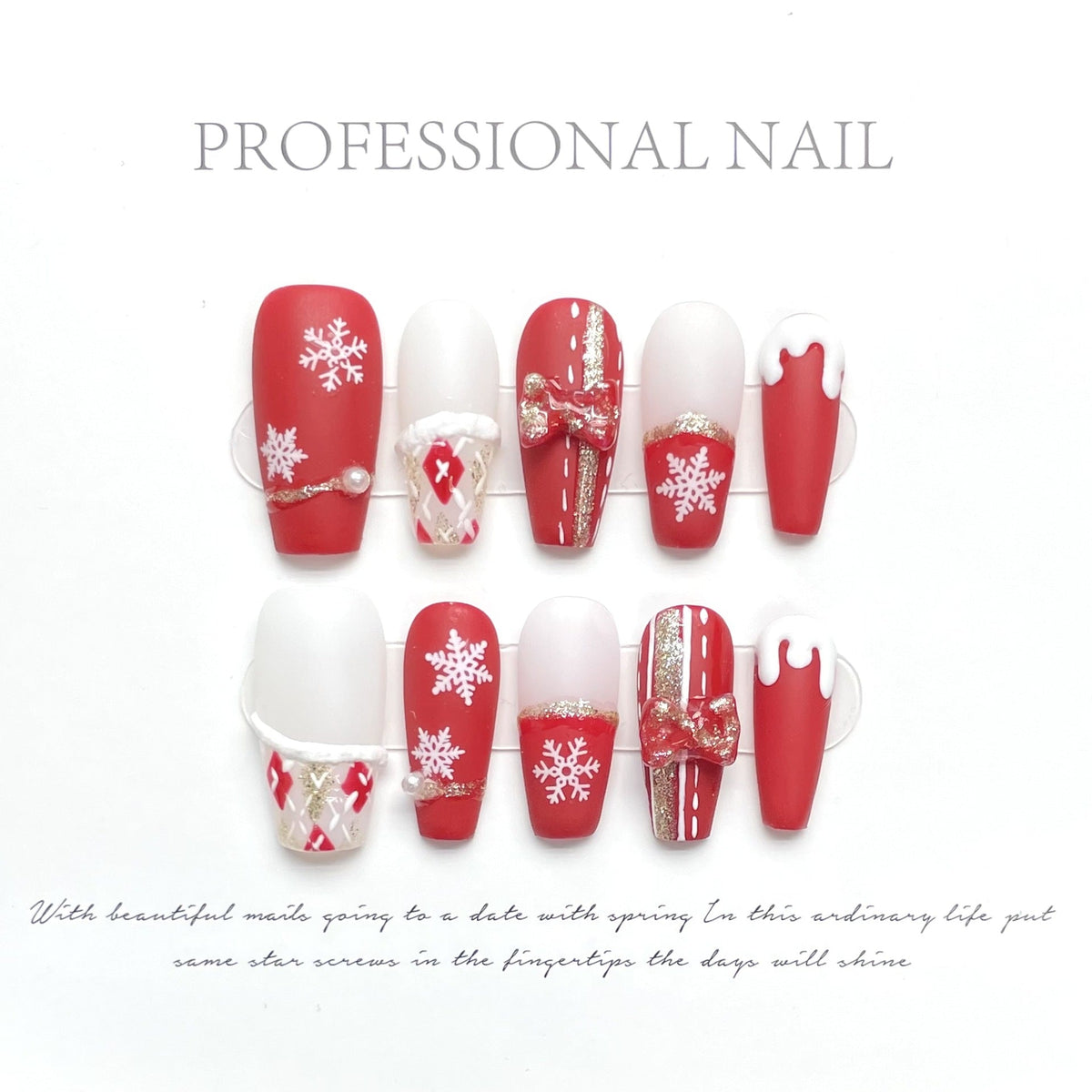Christmas Collection Merry Christmas Heavy Industry Handmade Nail Art Long Short Fake Nails