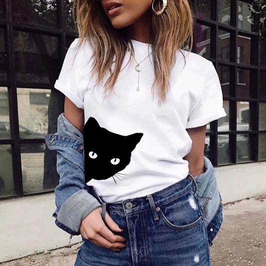 Short Sleeve T-Shirts Round Neck Cartoon Printing Comfortable
