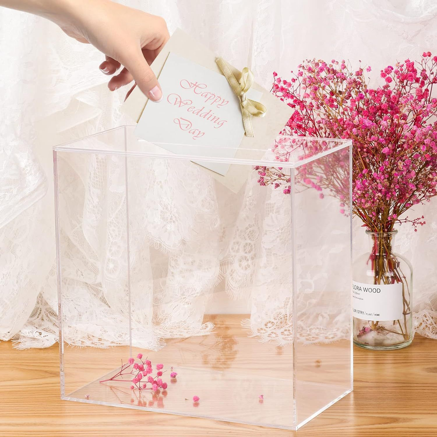 Frosted Transparent Acrylic Wedding Cassette Money Box Decorative Box Wedding Gift Box