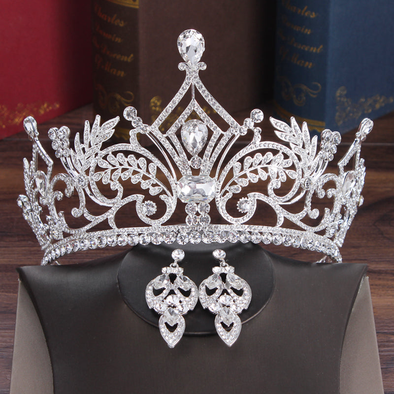 Elegant European and American Style Bride Three-Piece Wedding Crown