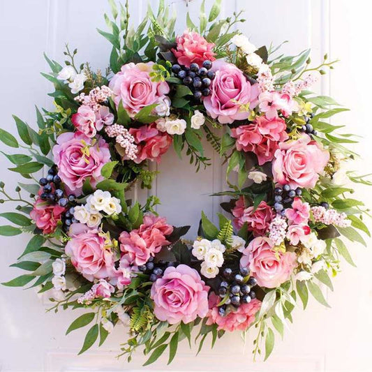 Spring Home Decorative Artificial Rose Wreath Garland