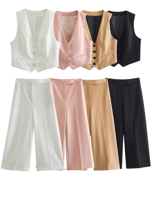 Sleeveless Short Vest and Pants