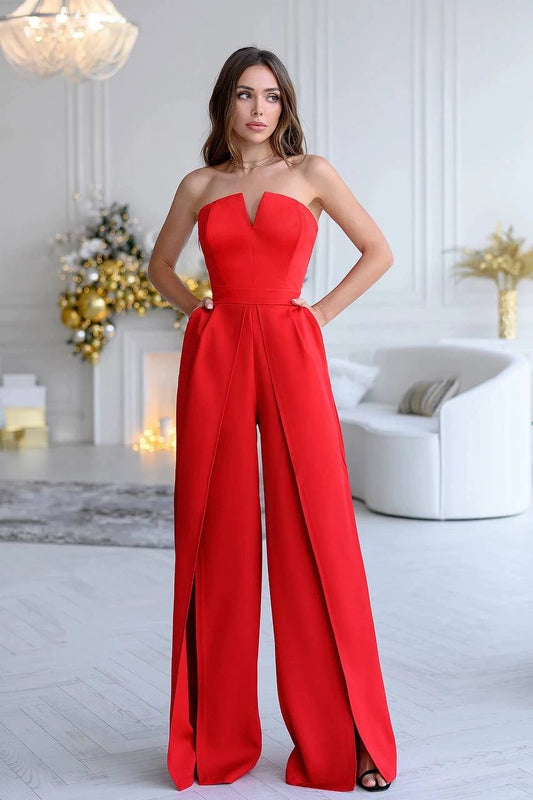 Elegant V Neck Sleeveless off-Shoulder Jumpsuit Pants