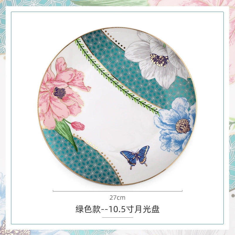 Luxury Ceramic Scandinavian Golden Trim Style Bone China Tableware Combination