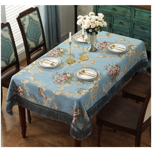 Northern European-Style Tablecloth Cotton and Linen with Tassel Lace
