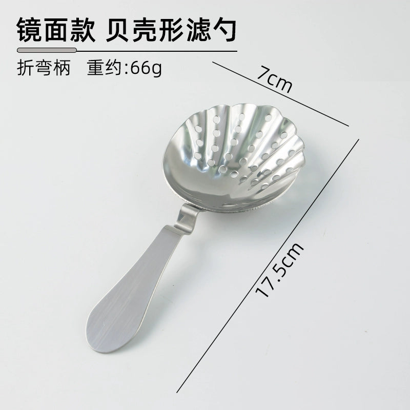 304 Stainless Steel Ice Filter Spoon-Shaped Ice Strainer Creative Cocktail Bar Filter Partition Ice Filter Cocktail Ice Cube
