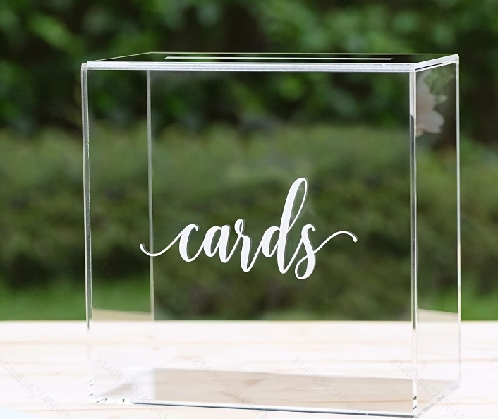 Frosted Transparent Acrylic Wedding Cassette Money Box Decorative Box Wedding Gift Box