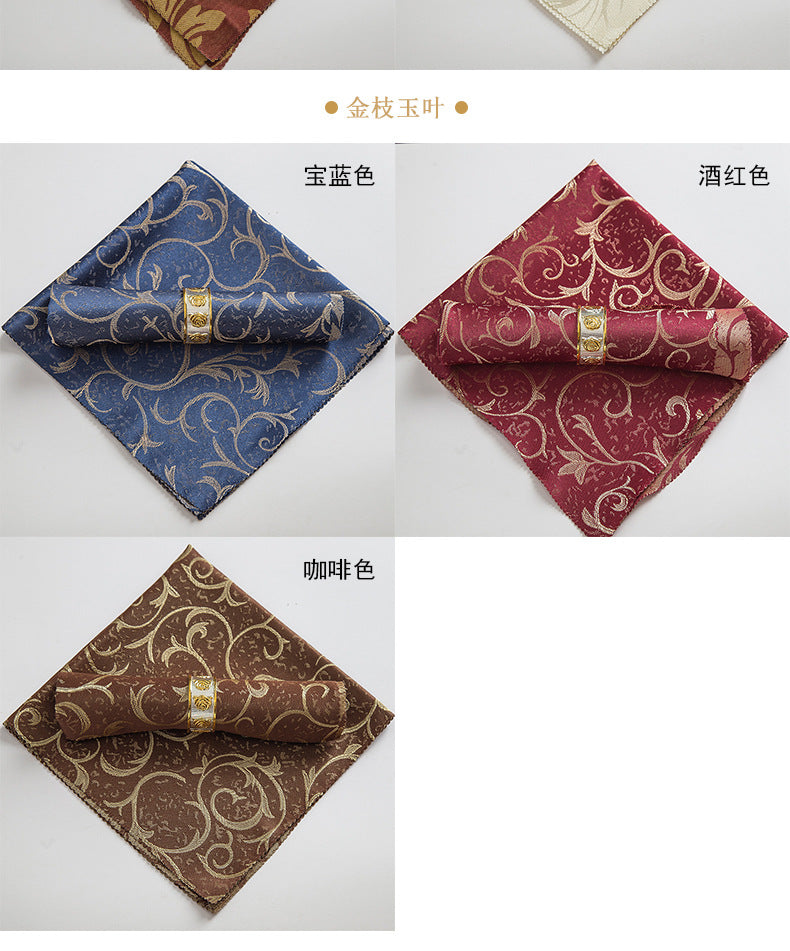 10-Piece High-End Jacquard Napkin Cloth and Rings Home Restaurant Banquet Napkin Cloth 48 * 48cm