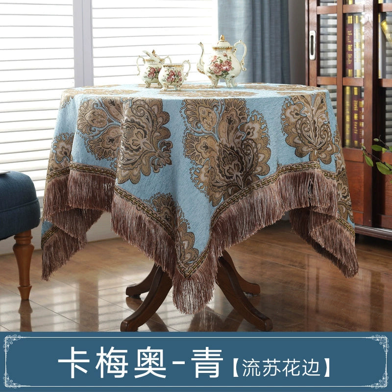 Northern European-Style Tablecloth Cotton and Linen with Tassel Lace