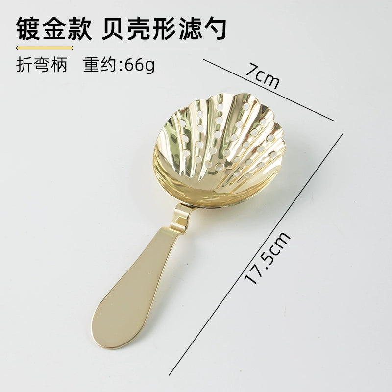 304 Stainless Steel Ice Filter Spoon-Shaped Ice Strainer Creative Cocktail Bar Filter Partition Ice Filter Cocktail Ice Cube