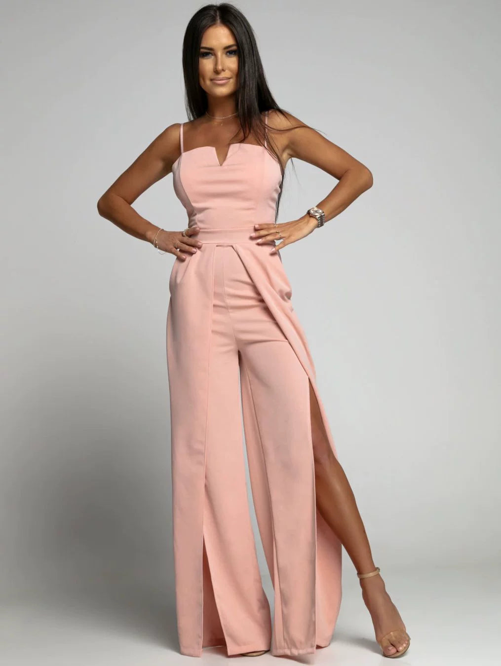 Fashion Suspender Waist-Tight Straight-leg Jumpsuit