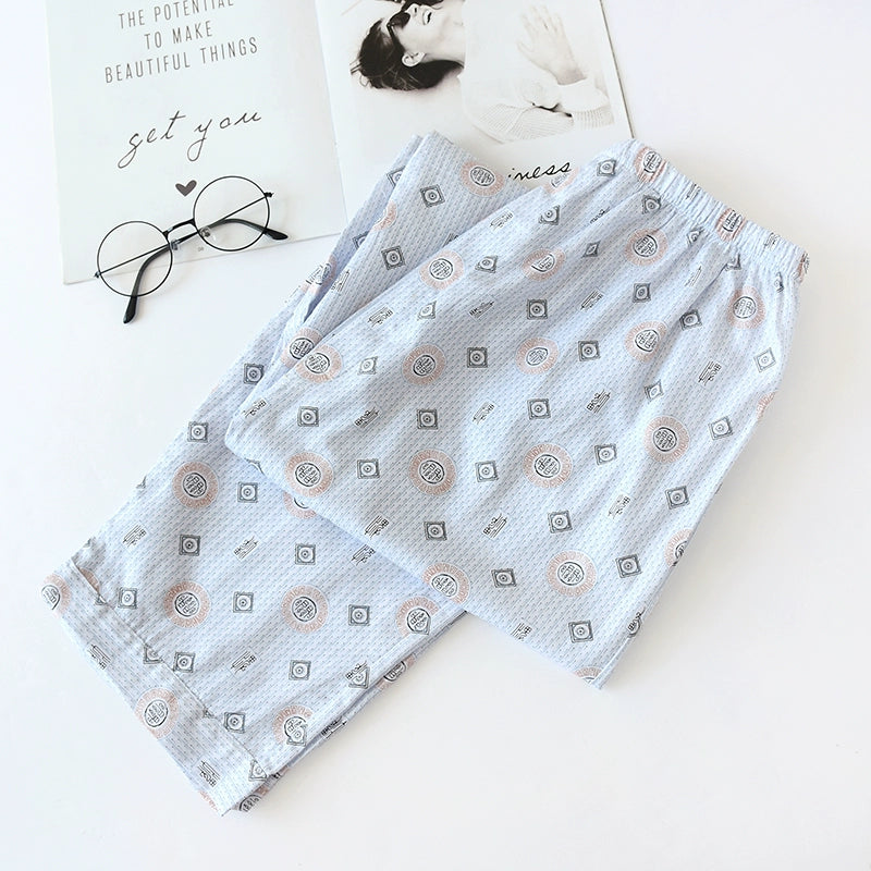 Men Pure Cotton Spring and Summer Pajama Pants