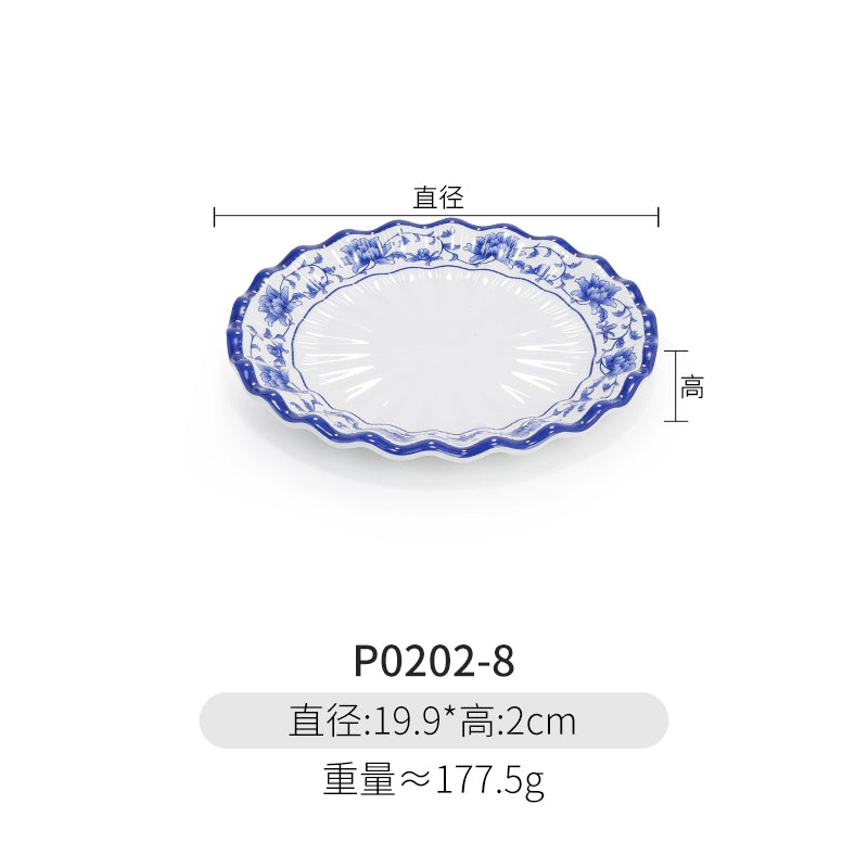 Melamine Dinnerware Blue and White Porcelain Snack Plate Special-Shaped Creative Tableware Commercial Use