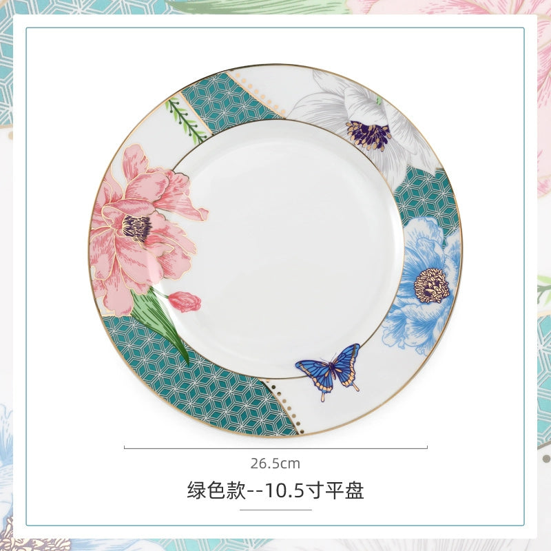Luxury Ceramic Scandinavian Golden Trim Style Bone China Tableware Combination