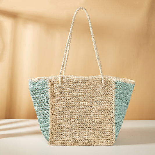 Summer Woven Shoulder Bag – Rustic Straw Handbag, Beach Vacation Tote, Casual Trendy Purse
