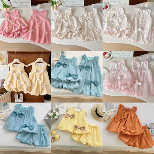 Summer K-style Sleeveless Vest Dress Baby Bows