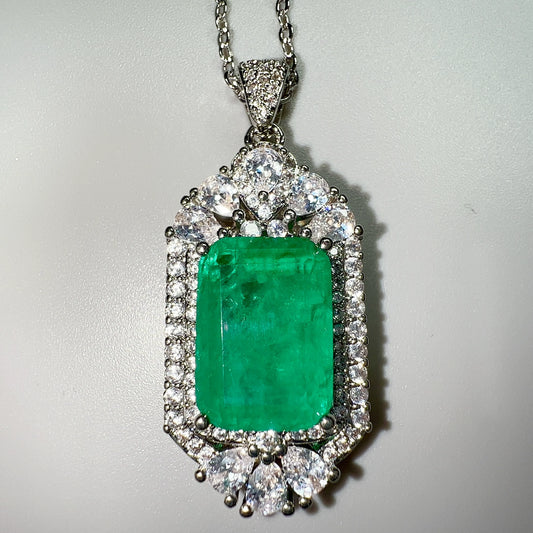 New Hot Cotton Women's Full Diamond Emerald Pendant