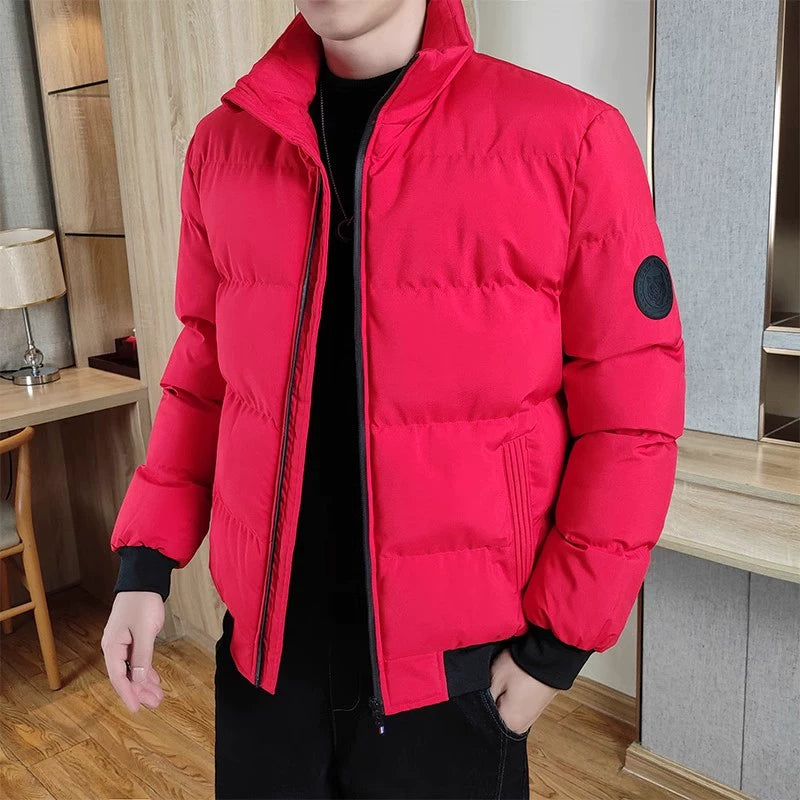 Men's Down Jacket Thickened Warm Leisure Stand-up Collar Slim Fit Cold-Proof Cotton-Padded Coat