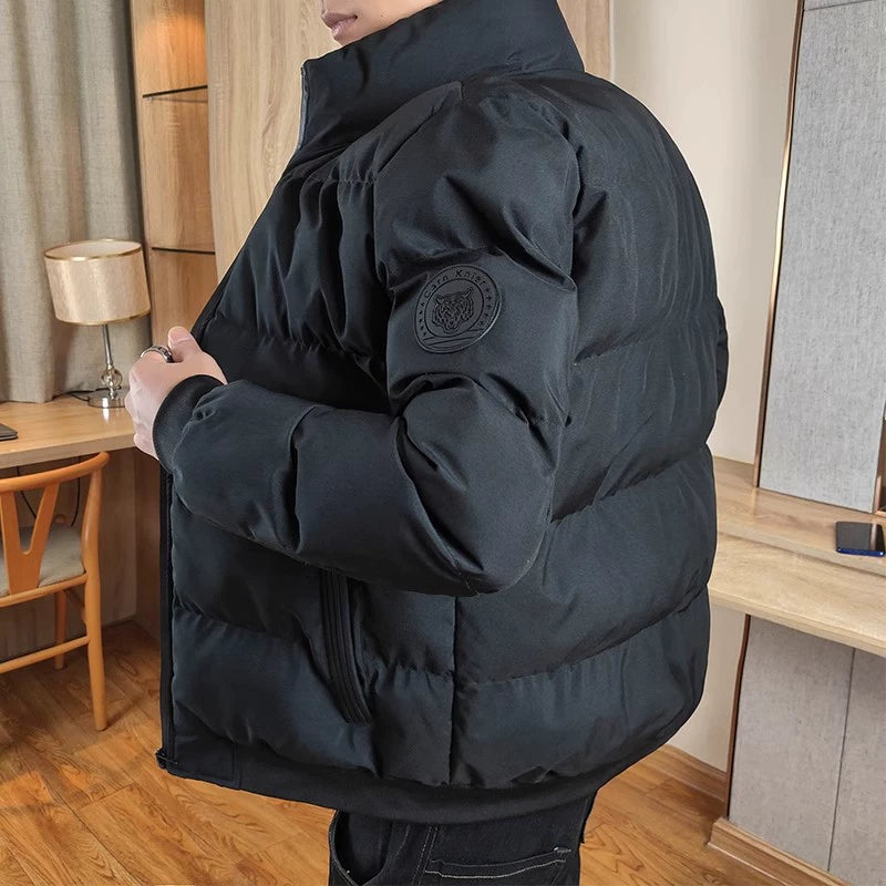 Men's Down Jacket Thickened Warm Leisure Stand-up Collar Slim Fit Cold-Proof Cotton-Padded Coat