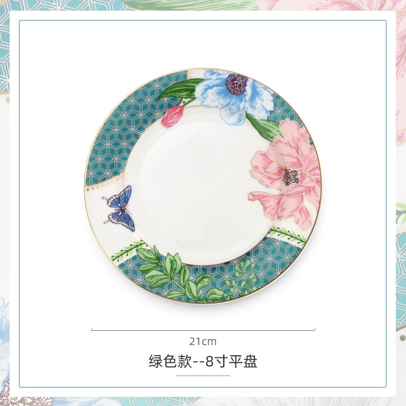 Luxury Ceramic Scandinavian Golden Trim Style Bone China Tableware Combination