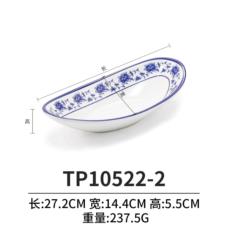 Melamine Dinnerware Blue and White Porcelain Snack Plate Special-Shaped Creative Tableware Commercial Use