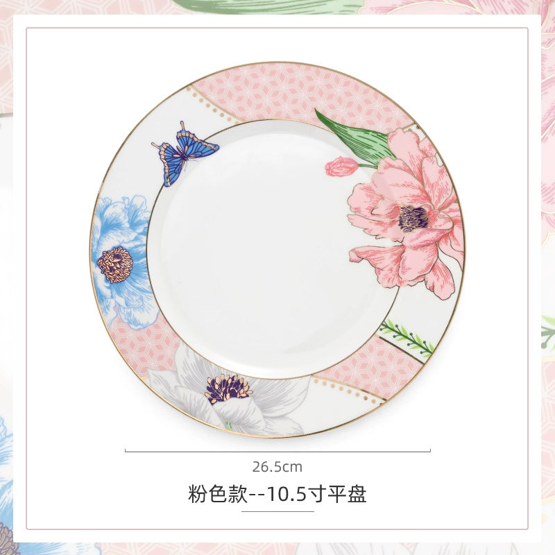 Luxury Ceramic Scandinavian Golden Trim Style Bone China Tableware Combination