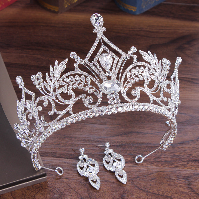 Elegant European and American Style Bride Three-Piece Wedding Crown