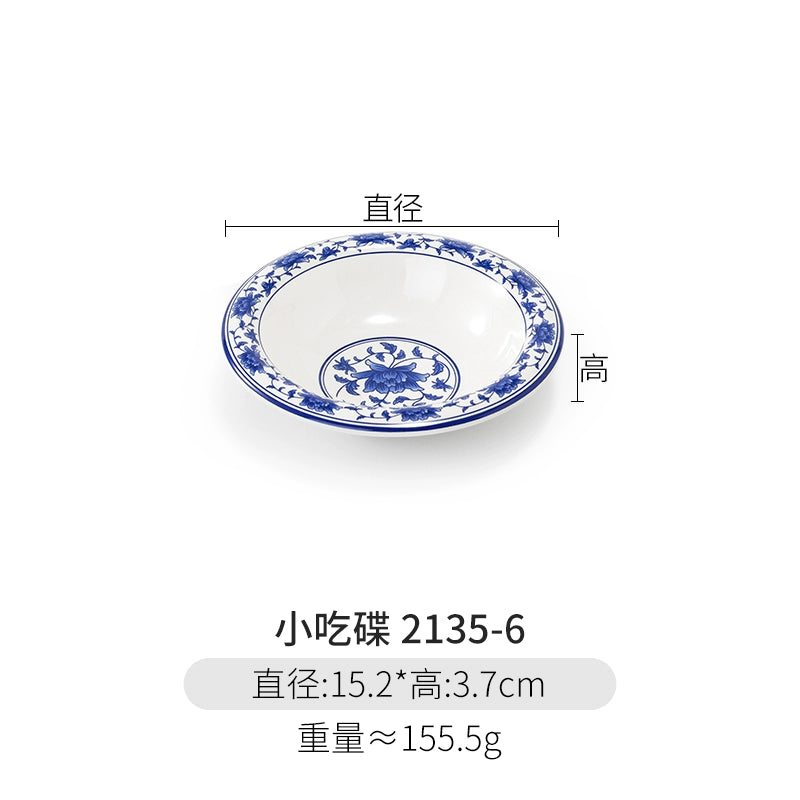 Melamine Dinnerware Blue and White Porcelain Snack Plate Special-Shaped Creative Tableware Commercial Use