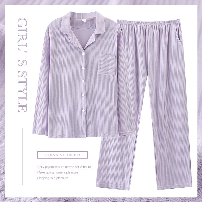 Cotton Couple Pajamas for Men and Women Spring and Autumn Pure Cotton Thin Plaid Long Sleeves Plus Size Outerwear