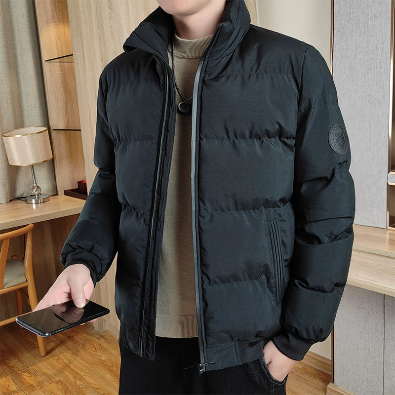 Men's Down Jacket Thickened Warm Leisure Stand-up Collar Slim Fit Cold-Proof Cotton-Padded Coat