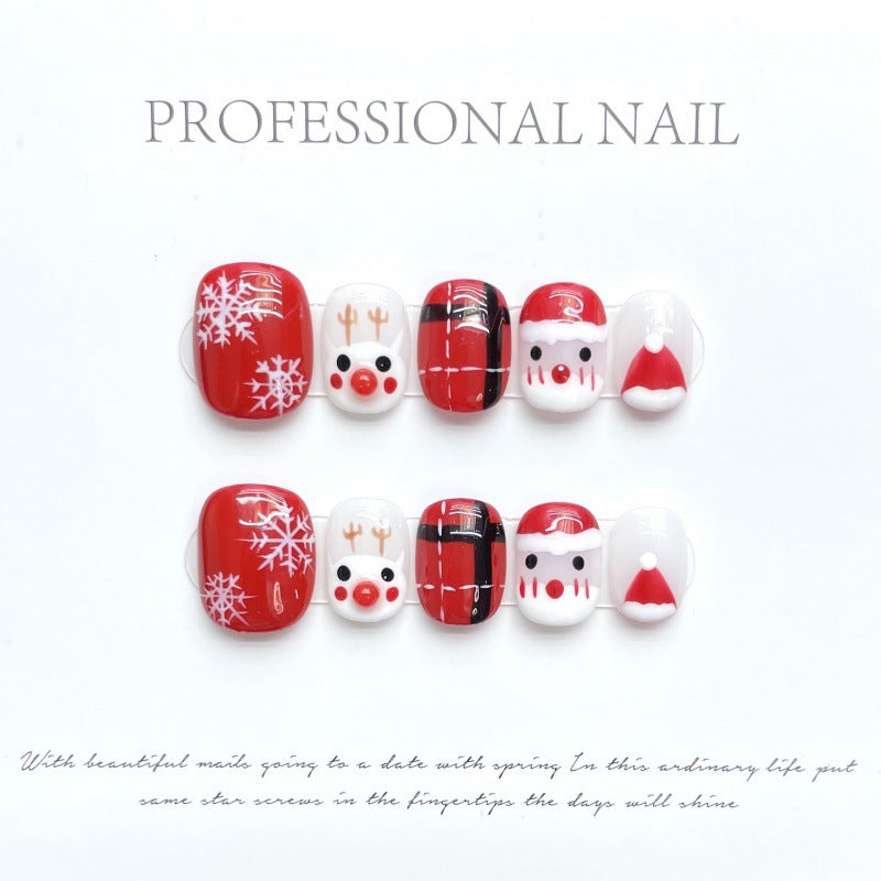 Christmas Collection Merry Christmas Heavy Industry Handmade Nail Art Long Short Fake Nails