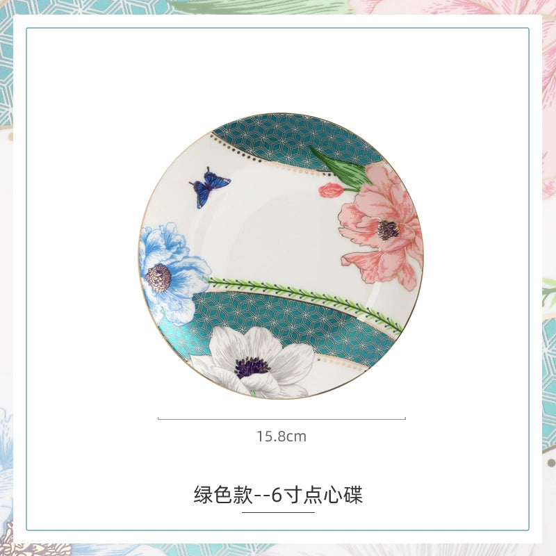 Luxury Ceramic Scandinavian Golden Trim Style Bone China Tableware Combination