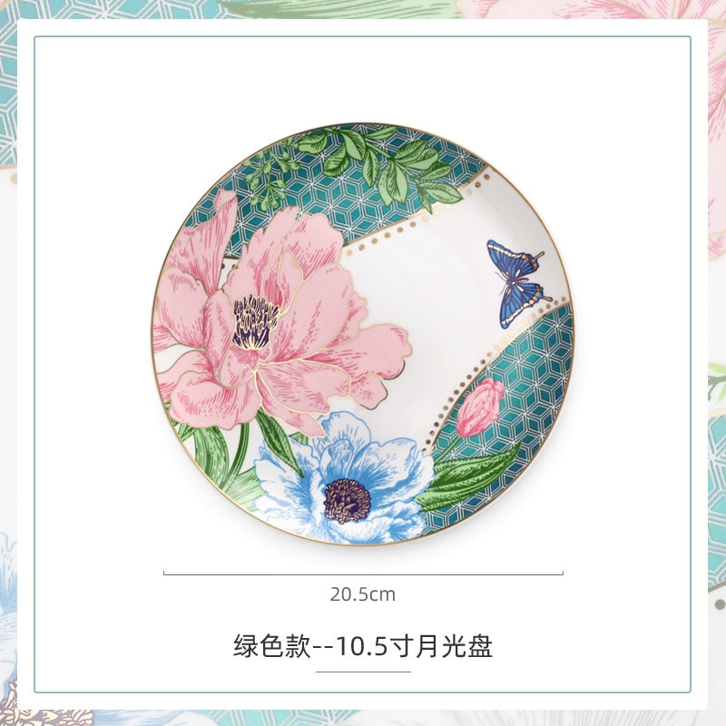 Luxury Ceramic Scandinavian Golden Trim Style Bone China Tableware Combination