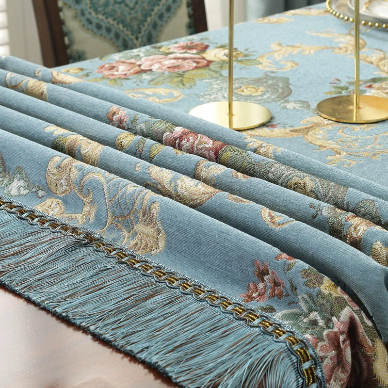 Northern European-Style Tablecloth Cotton and Linen with Tassel Lace