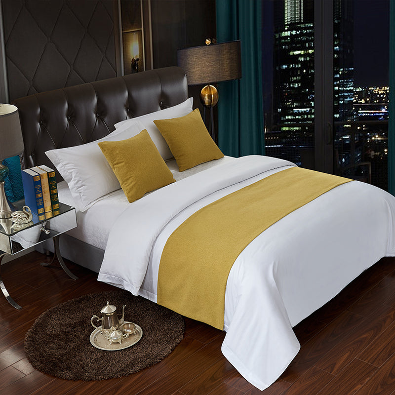 Hotel Bedding Decorative Cloth Bed Runner Bedspread Pure Color