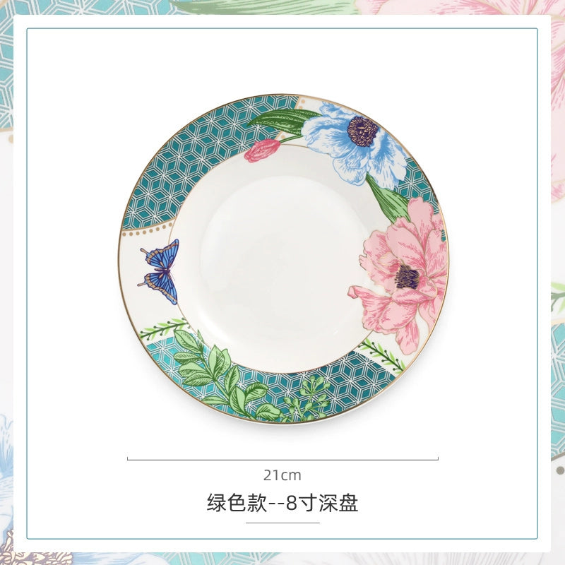 Luxury Ceramic Scandinavian Golden Trim Style Bone China Tableware Combination