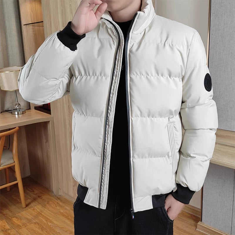 Men's Down Jacket Thickened Warm Leisure Stand-up Collar Slim Fit Cold-Proof Cotton-Padded Coat